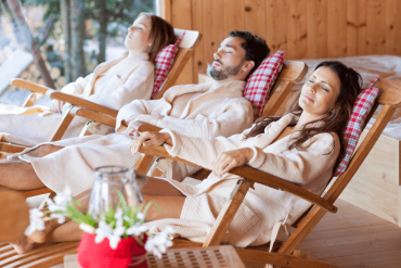 family relaxing in a wellness resort