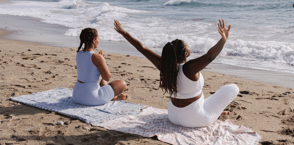 Morning yoga by the beach